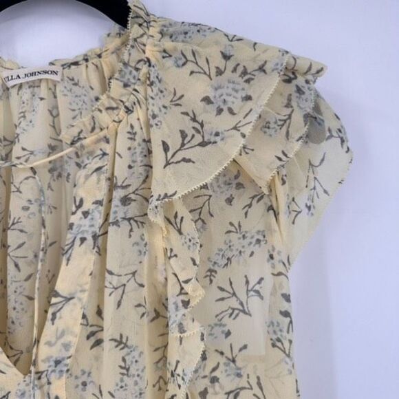 Ulla Johnson Women's Silk Blouse Floral Rooney‎ Acacia Ruffle Yellow Size 0 XS - Picture 13 of 13